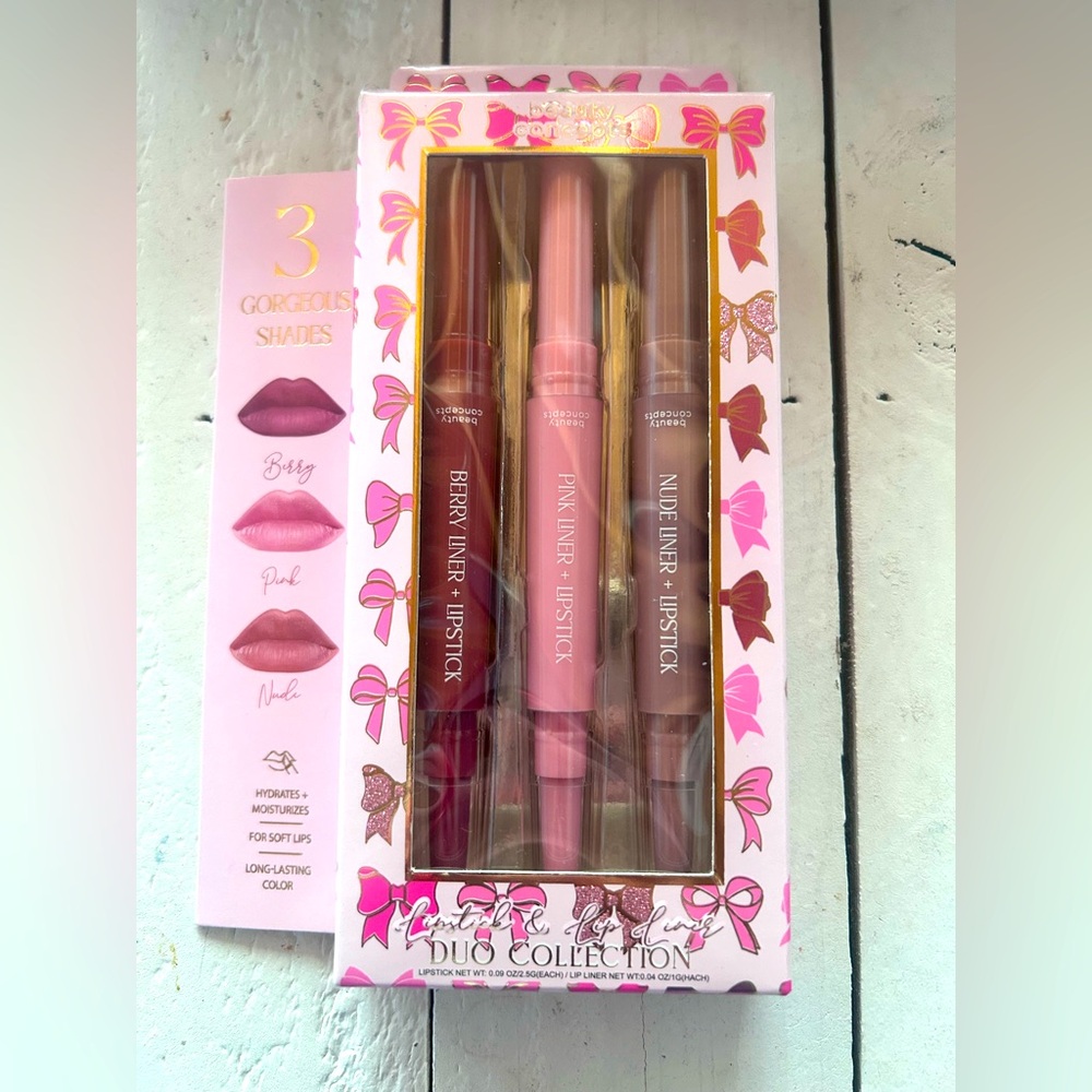 BEAUTY CONCEPTS Dual Ended Lipstick and Lip Liner Collection - NEW